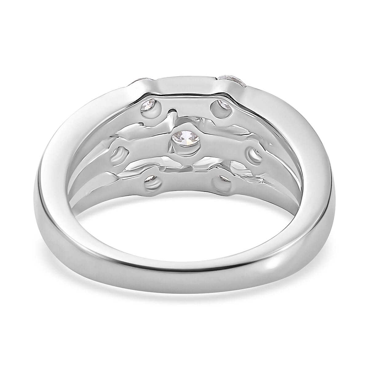 Moissanite Bubble Ring in Platinum Overlay Sterling Silver 1.02 Ct, Silver Wt. 5.19 Gms