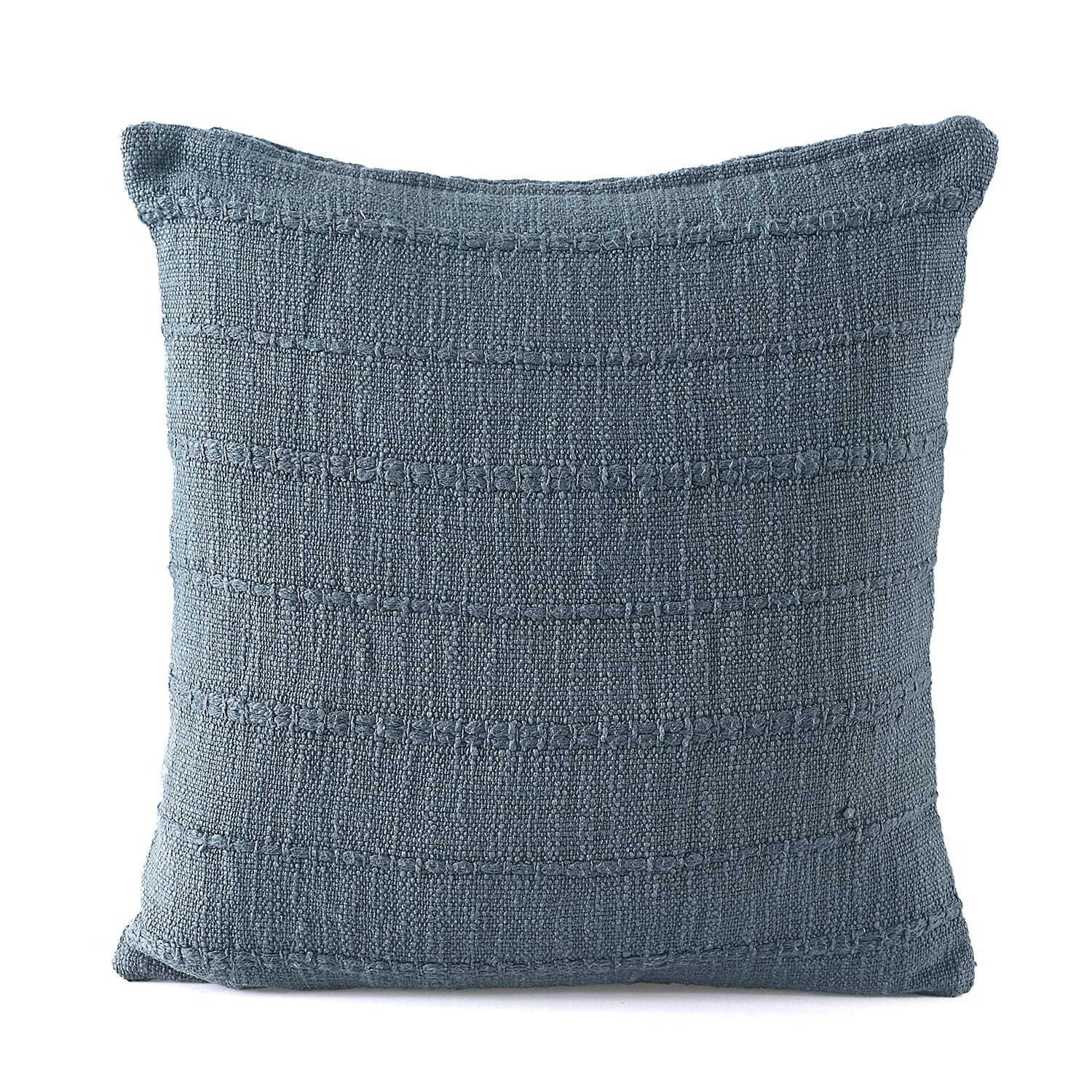 Solid Woven Cotton Slub Throw Summer Blanket with Cushion Cover - Blue