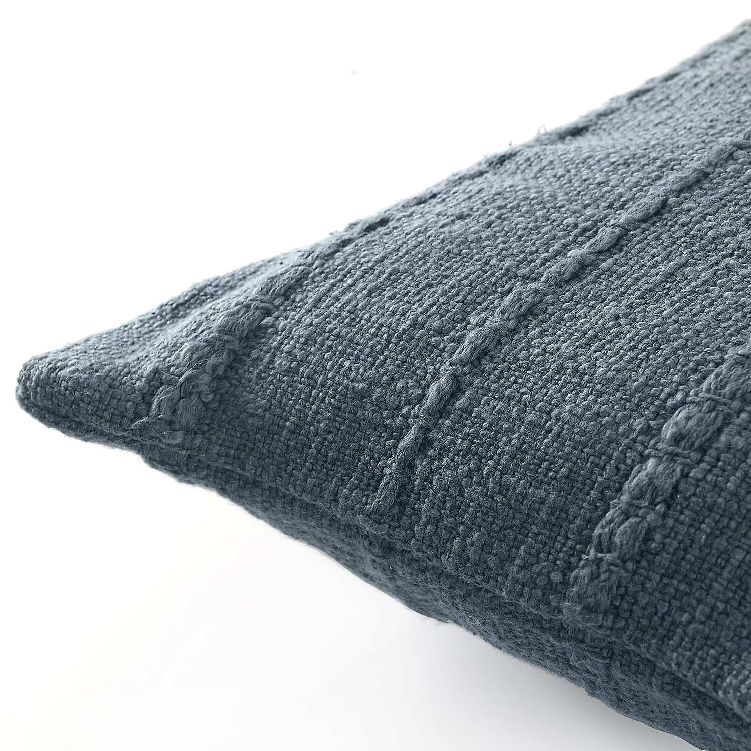 Solid Woven Cotton Slub Throw Summer Blanket with Cushion Cover - Blue