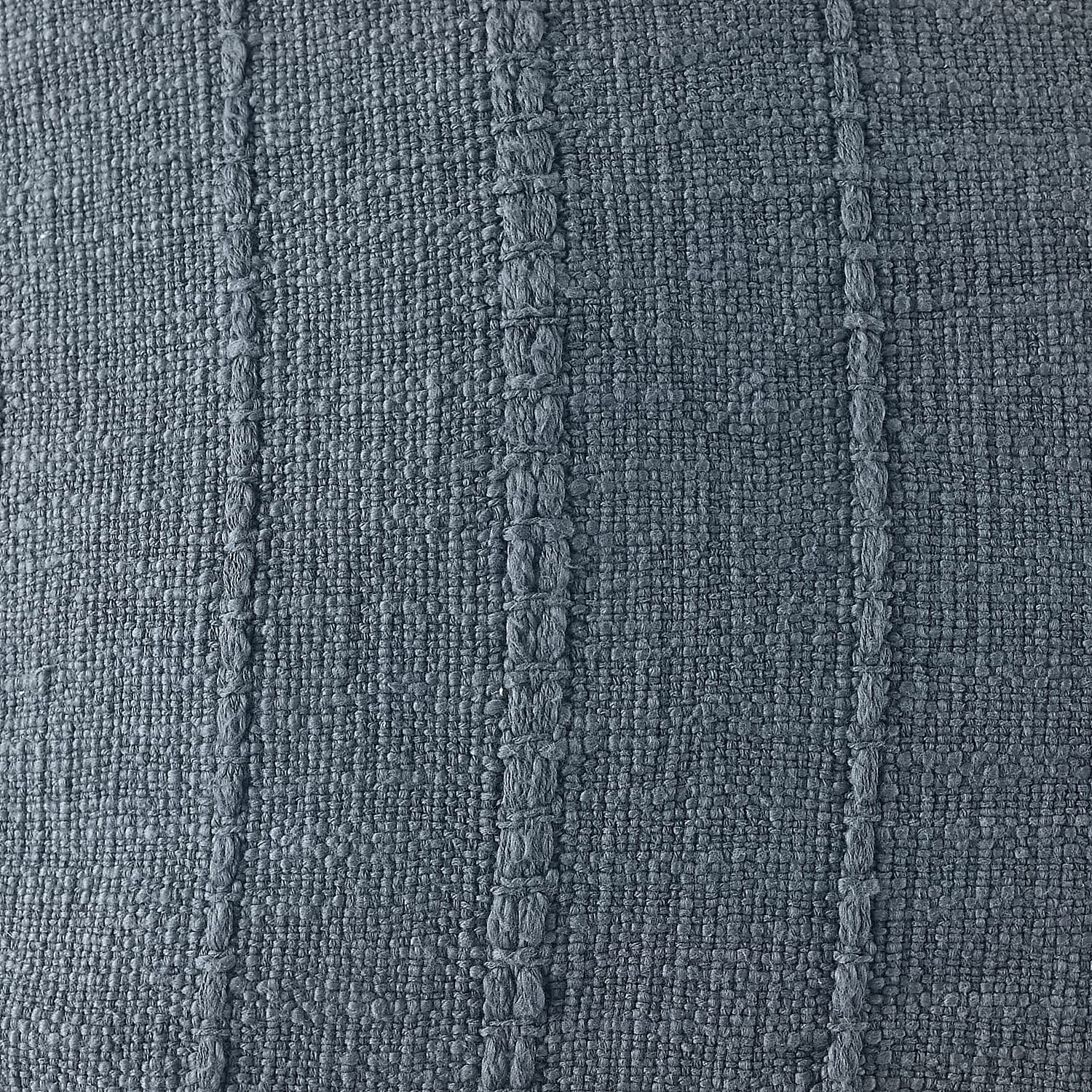 Solid Woven Cotton Slub Throw Summer Blanket with Cushion Cover - Blue