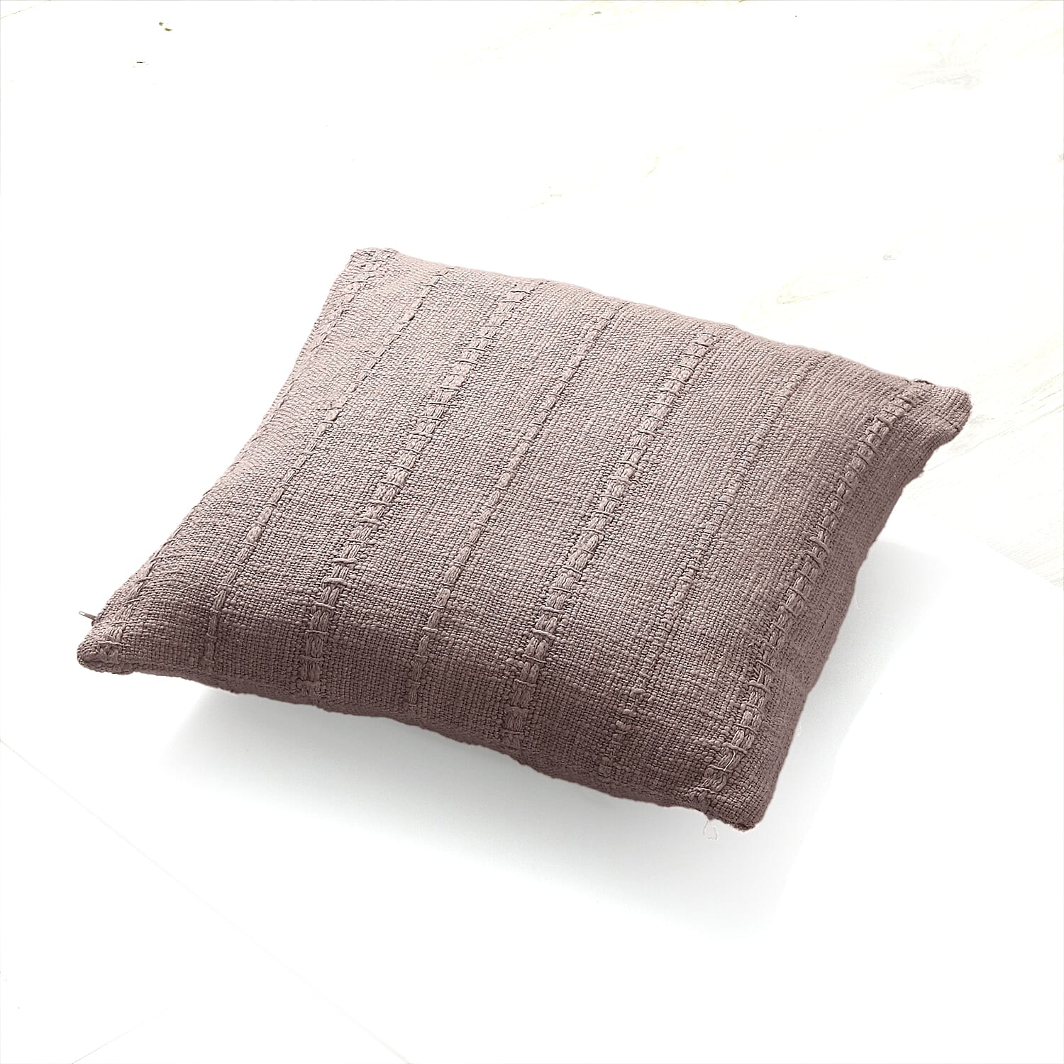 Solid Woven Cotton Slub Throw Blanket (218x152 cm) with Cushion Cover (Size 45x45 cm) - Blush