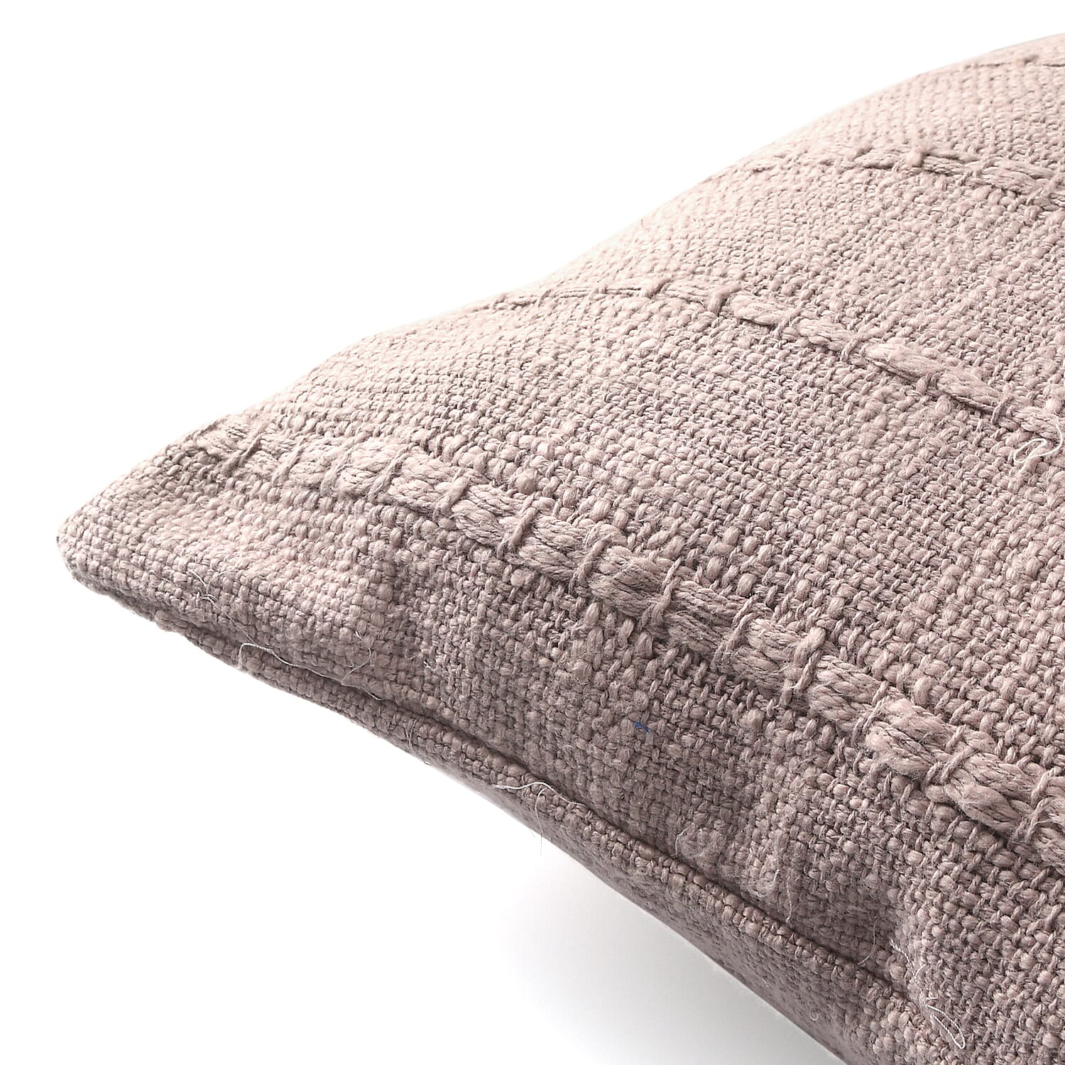 Solid Woven Cotton Slub Throw Blanket (218x152 cm) with Cushion Cover (Size 45x45 cm) - Blush