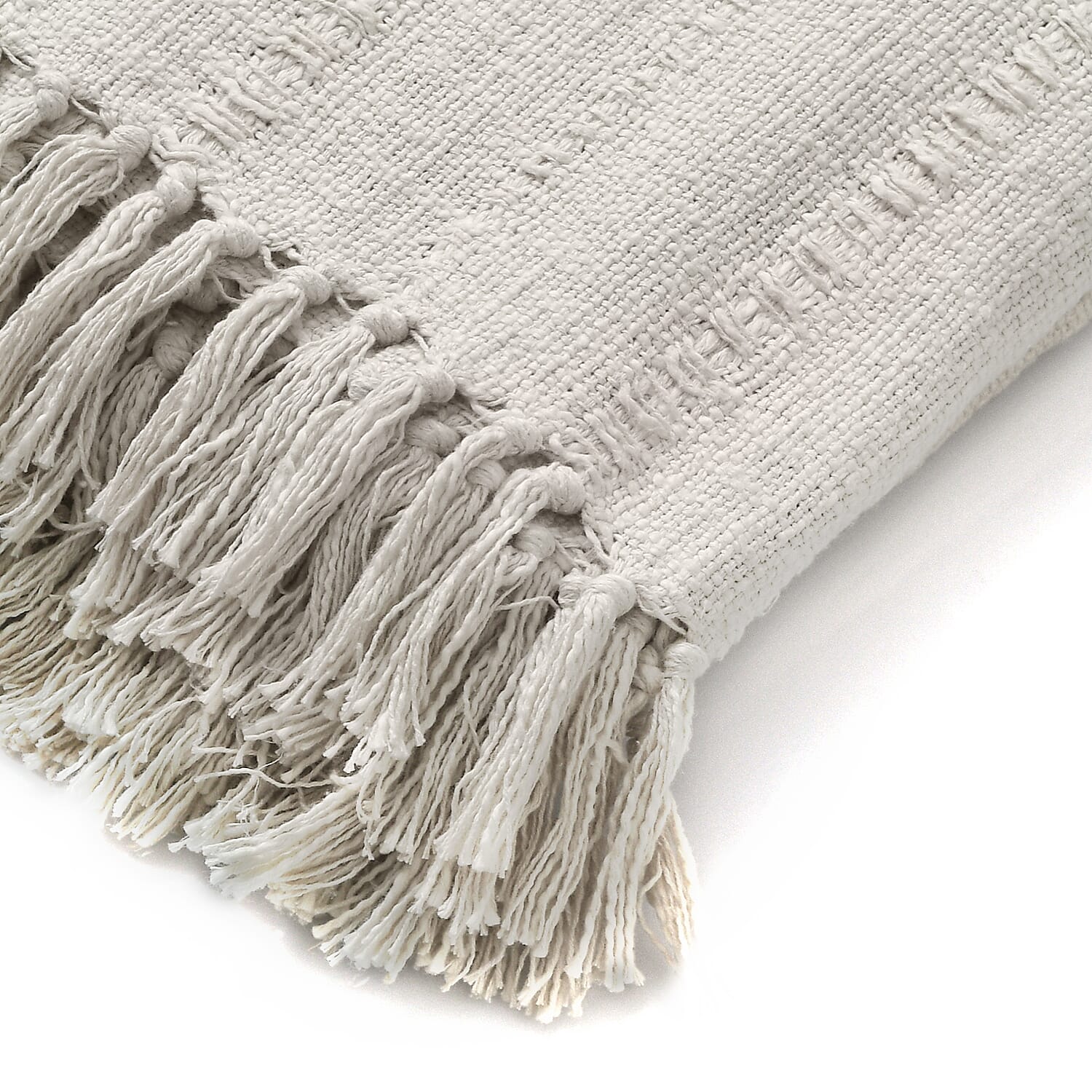 Solid Woven Cotton Slub Throw Blanket (218x152 cm) with Cushion Cover (Size 45x45 cm) - White