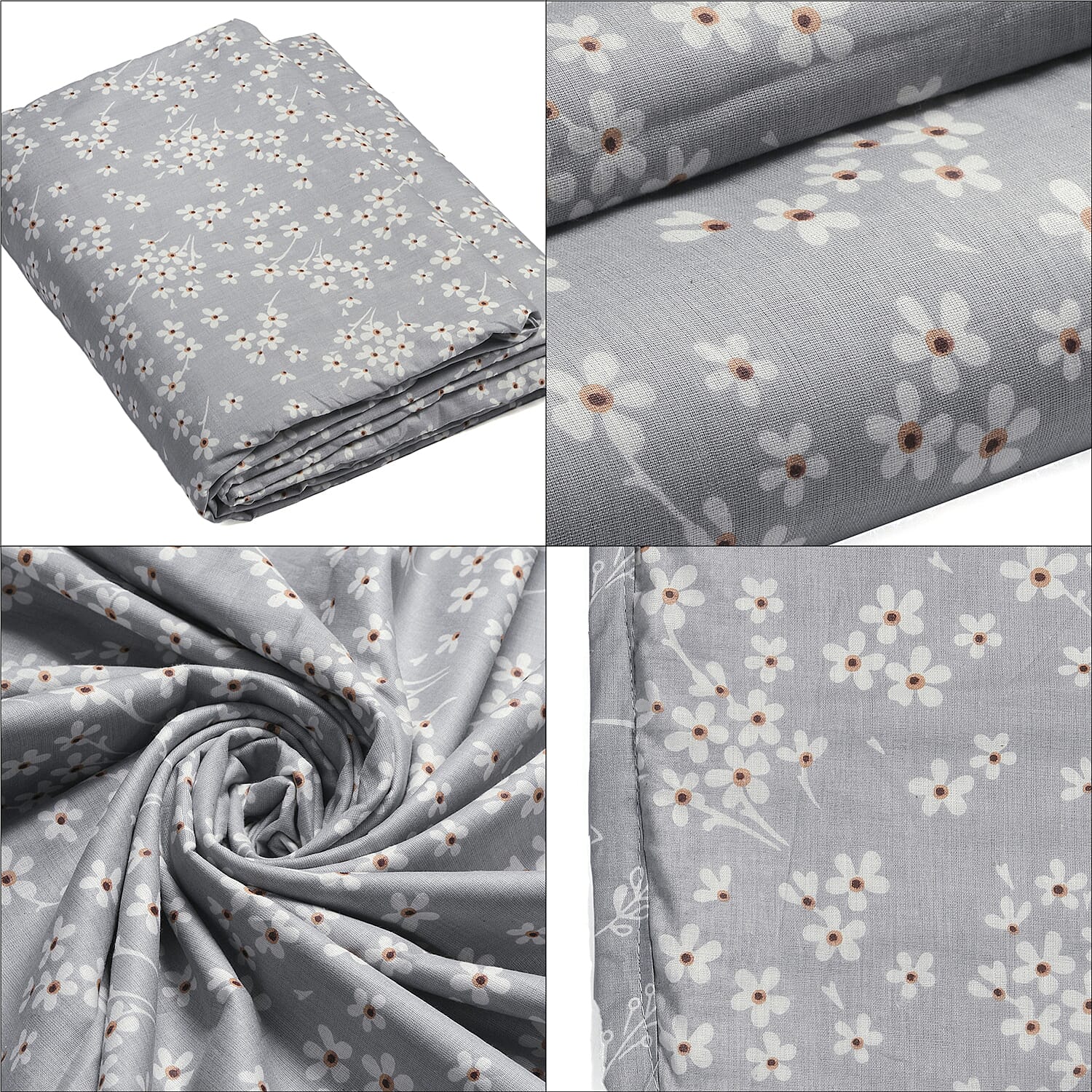 Cotton Printed Throw Blanket (Size 150x1 cm) - Grey & White Cotton Printed Throw Blanket (Size 150x1 cm) - Grey & White
