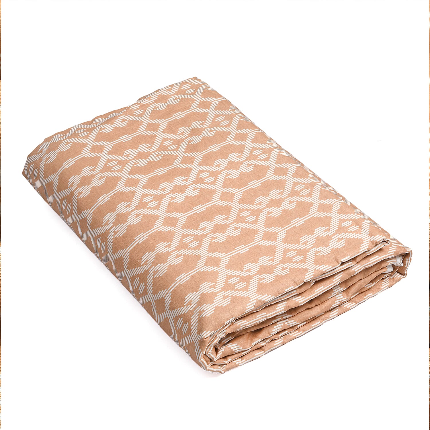 Cotton Printed Throw Blanket (Size 150x1 cm) - Orange & White