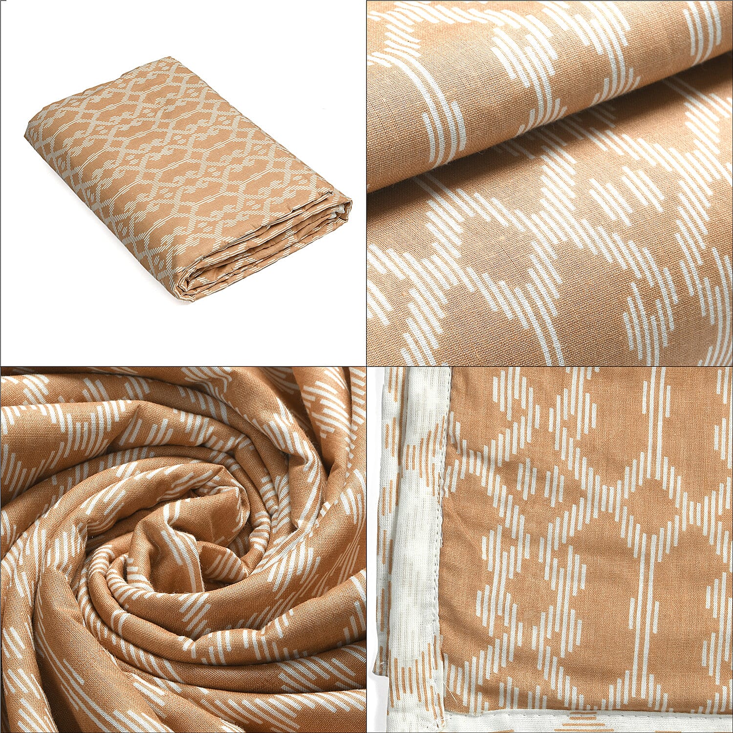 Cotton Printed Throw Blanket (Size 150x1 cm) - Orange & White