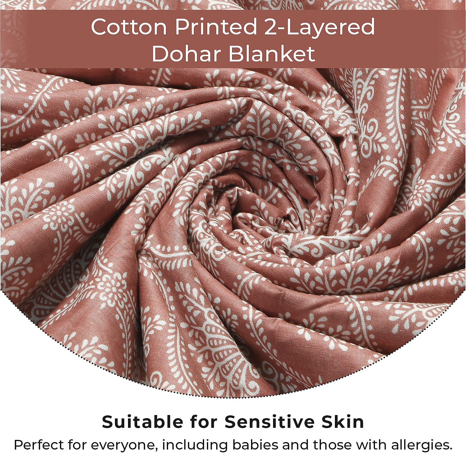 Cotton Printed Throw Blanket (Size 150x1 cm) - Red & White