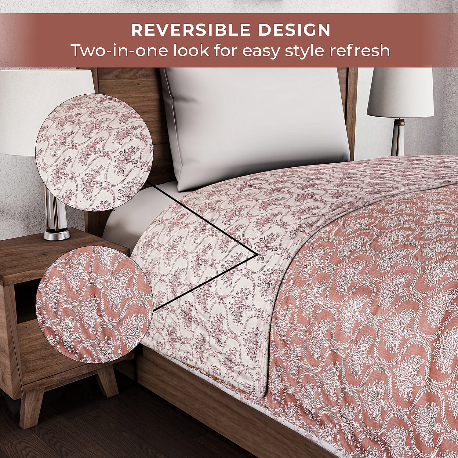 Cotton Printed Throw Blanket (Size 150x1 cm) - Red & White