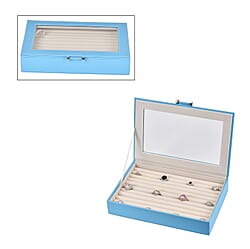 Purple Stylish Ring Box with Glass Display & Anti-Tarnish Lining (Holds up to 100 Rings) &ndash; 10x7x2 cm