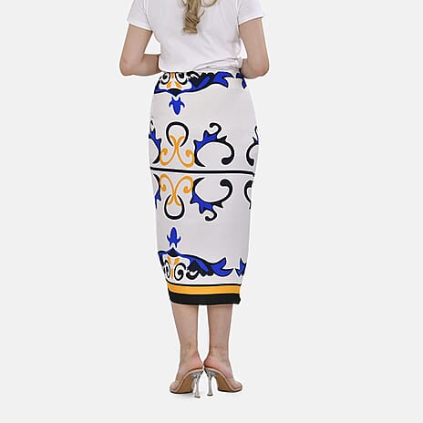 Closeout Deal Printed Cloud Brocade Long Scarf (Size 180x88 cm) - White