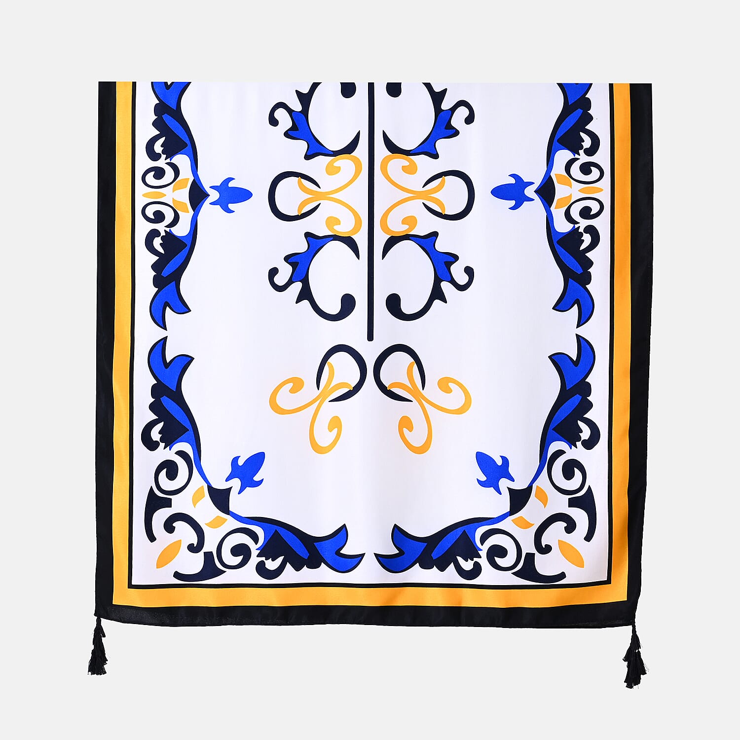 Closeout Deal Printed Cloud Brocade Long Scarf (Size 180x88 cm) - White