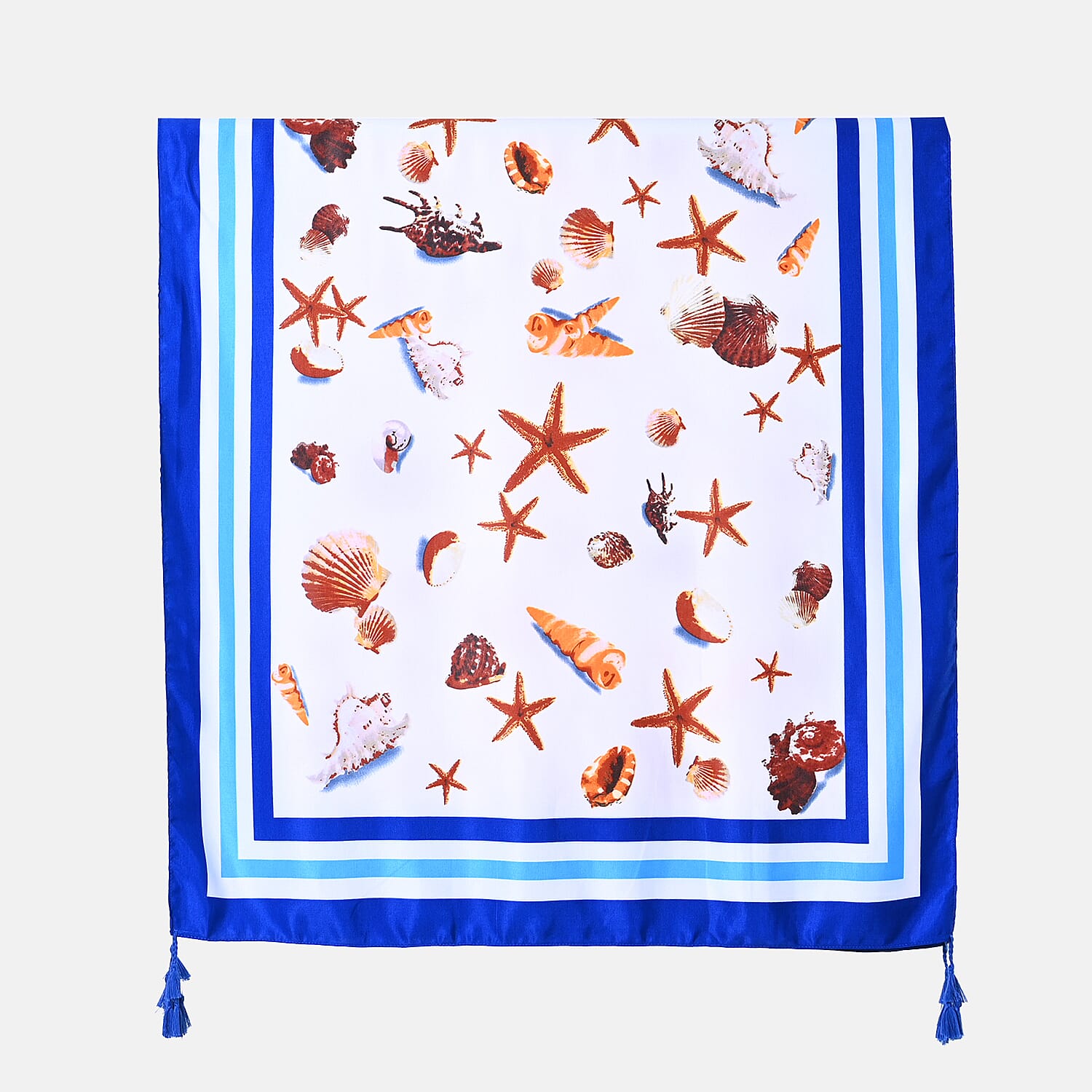 Closeout Deal Starfish Printed Cloud Brocade Long sarongs (Size 180x88 cm) - White