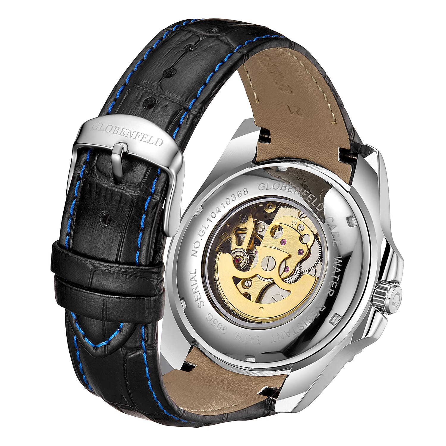 Hand Assembled Globenfeld Limited Edt. Expedient Blue Dial Watch With Leather Strap With 5 Year Warranty