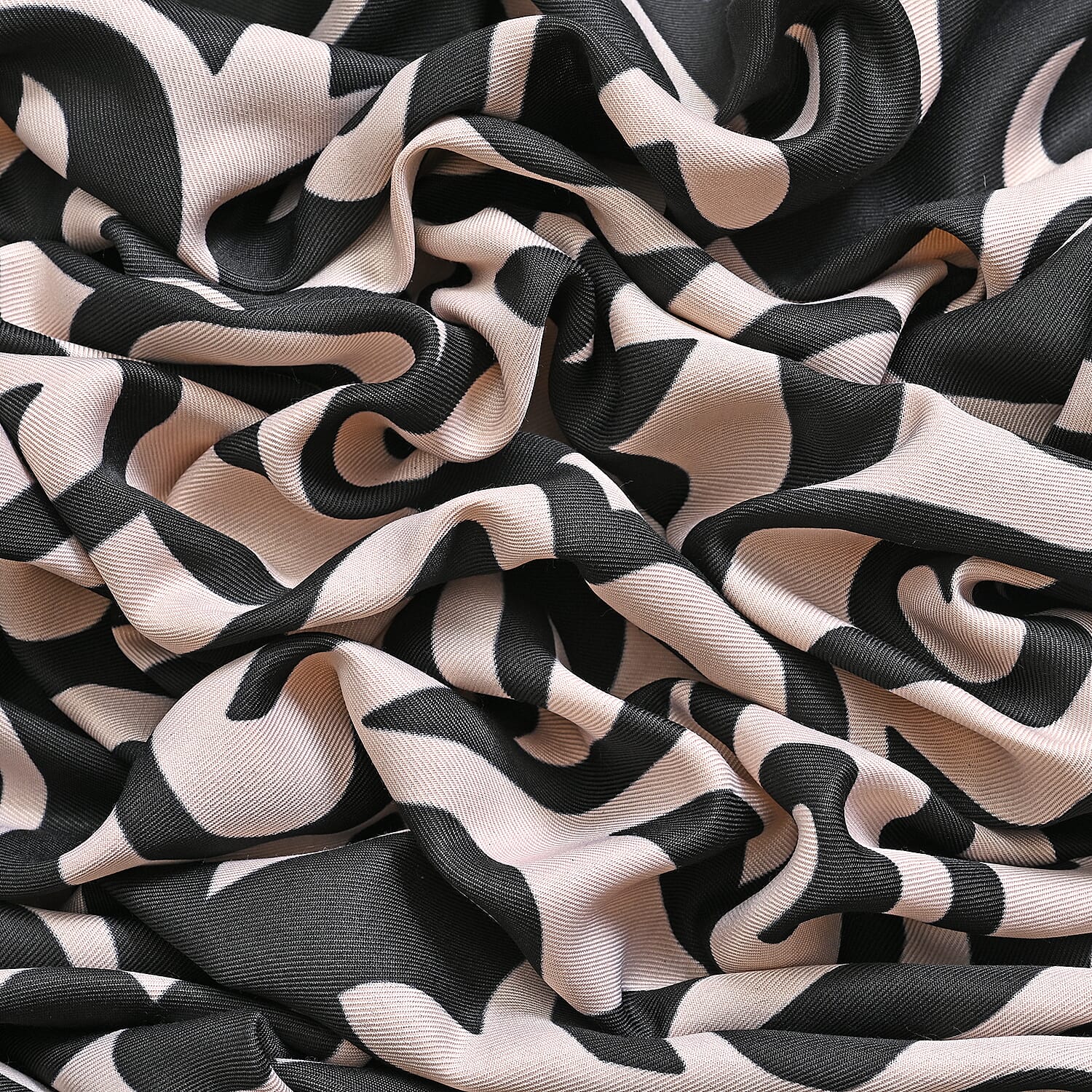 Closeout Deal Printed Cloud Brocade Long Scarf (Size 180x88 cm) - Black - White