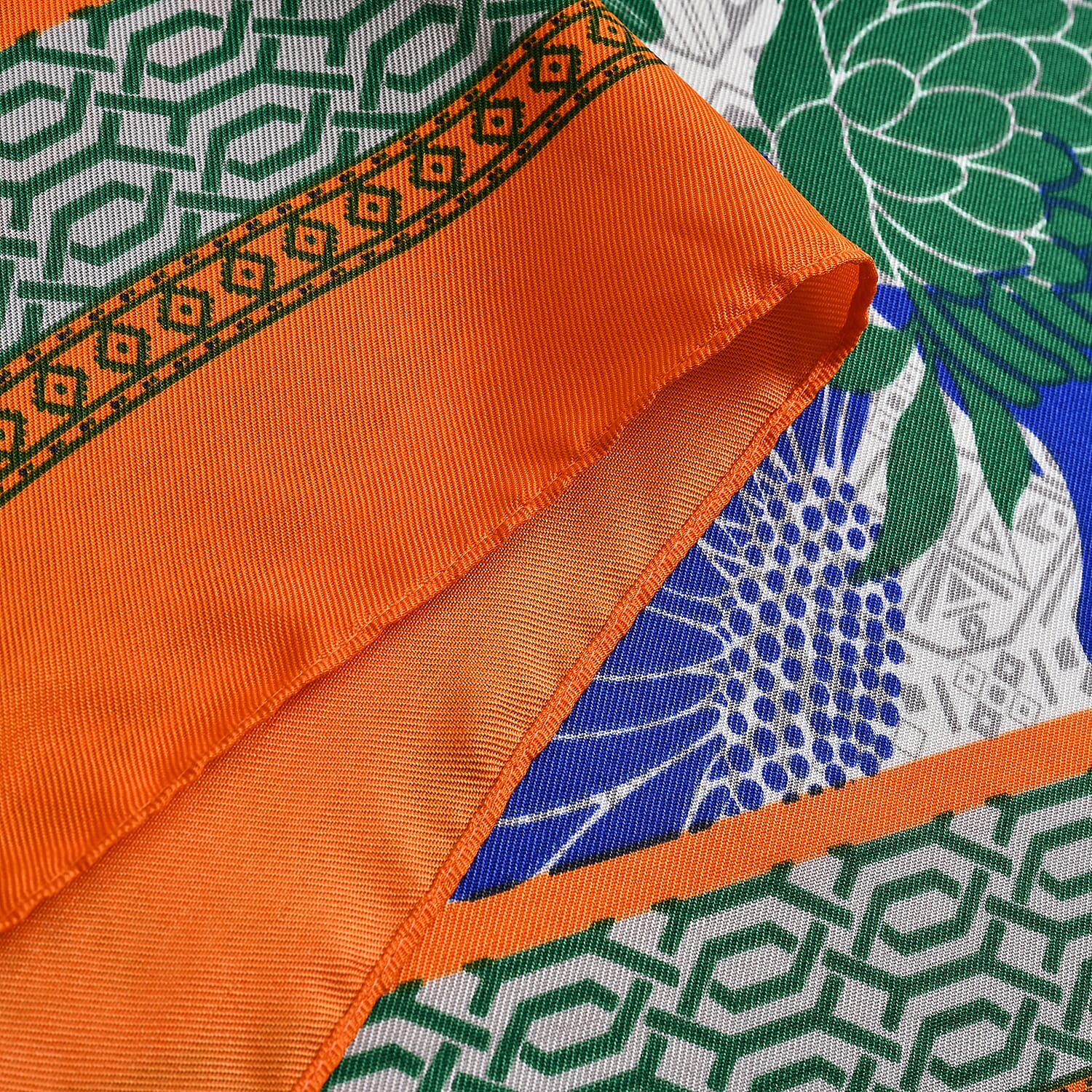 Closeout Deal Flower Printed Cloud Brocade Long Scarf (Size 180x88 cm) - Orange - Multi