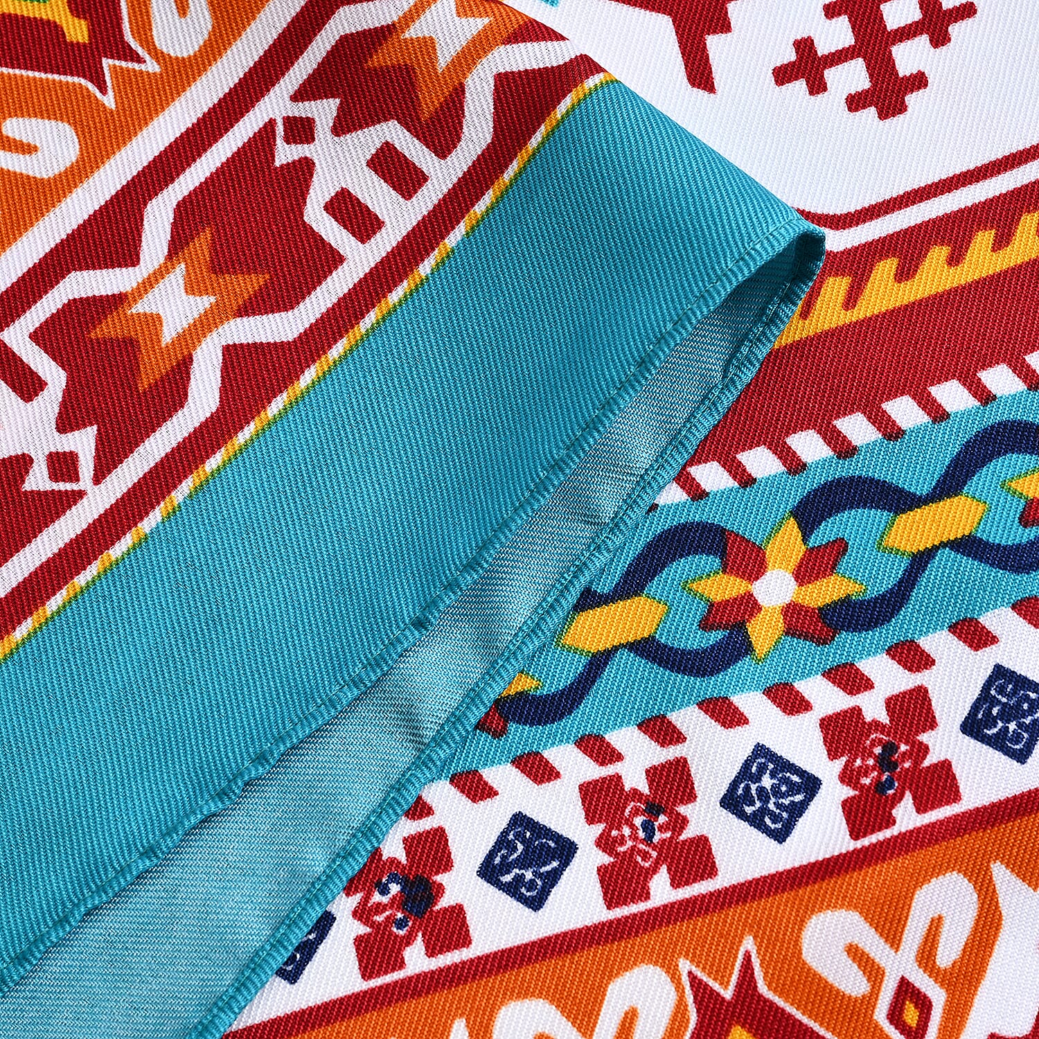 Closeout Deal Printed Cloud Brocade Long Scarf (Size 180x88 cm) - Red - Blue