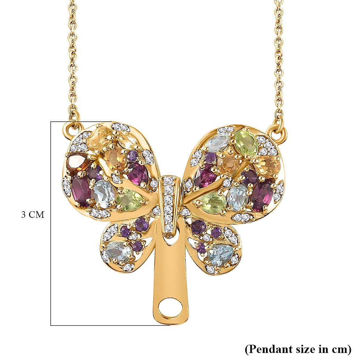 GP Italian Garden Collection - Hebei Peridot & Multi Gemstone Cluster Necklace (Size - 20) in 18K Vermeil Yellow Gold Plated Sterling Silver 4.00 Ct, Silver Wt. 7.90 Gms