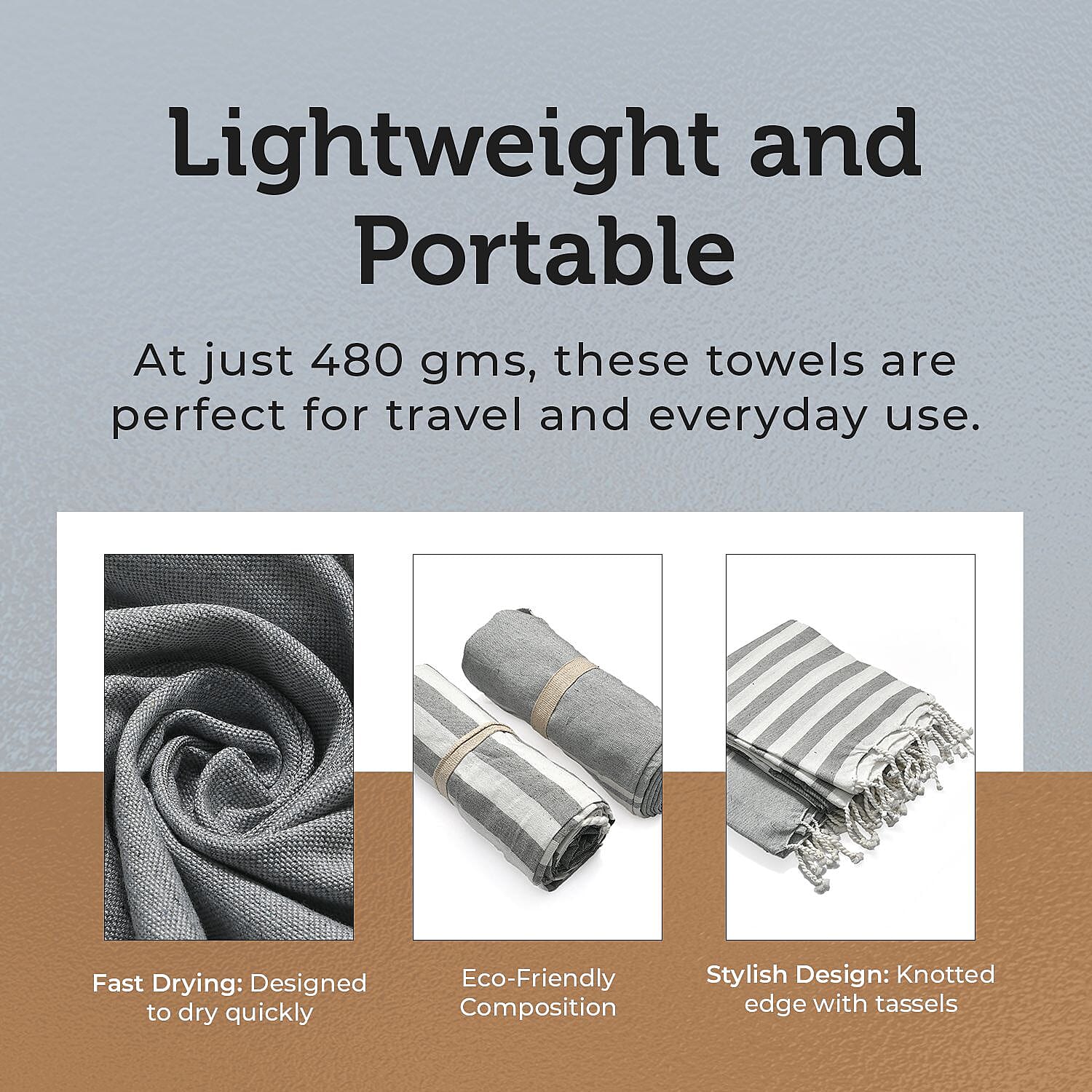 Cotton Stripe Towel (Size 90x170 cm) - Grey