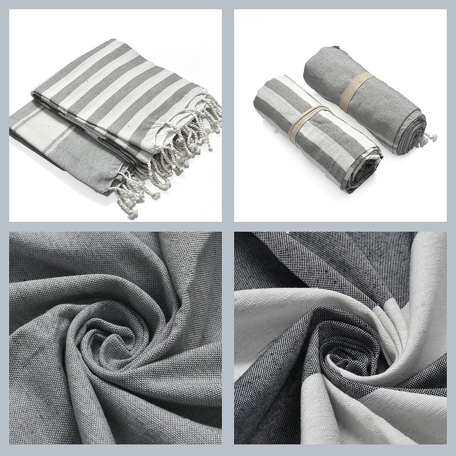 Cotton Stripe Towel (Size 90x170 cm) - Grey