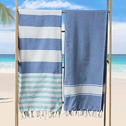 Cotton Stripe Towel (Size 90x170 cm) - Navy