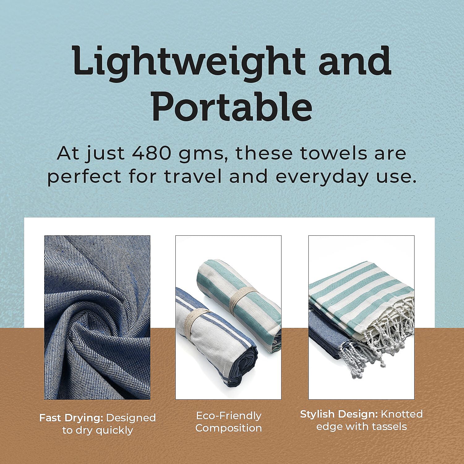 Cotton Stripe Towel (Size 90x170 cm) - Navy