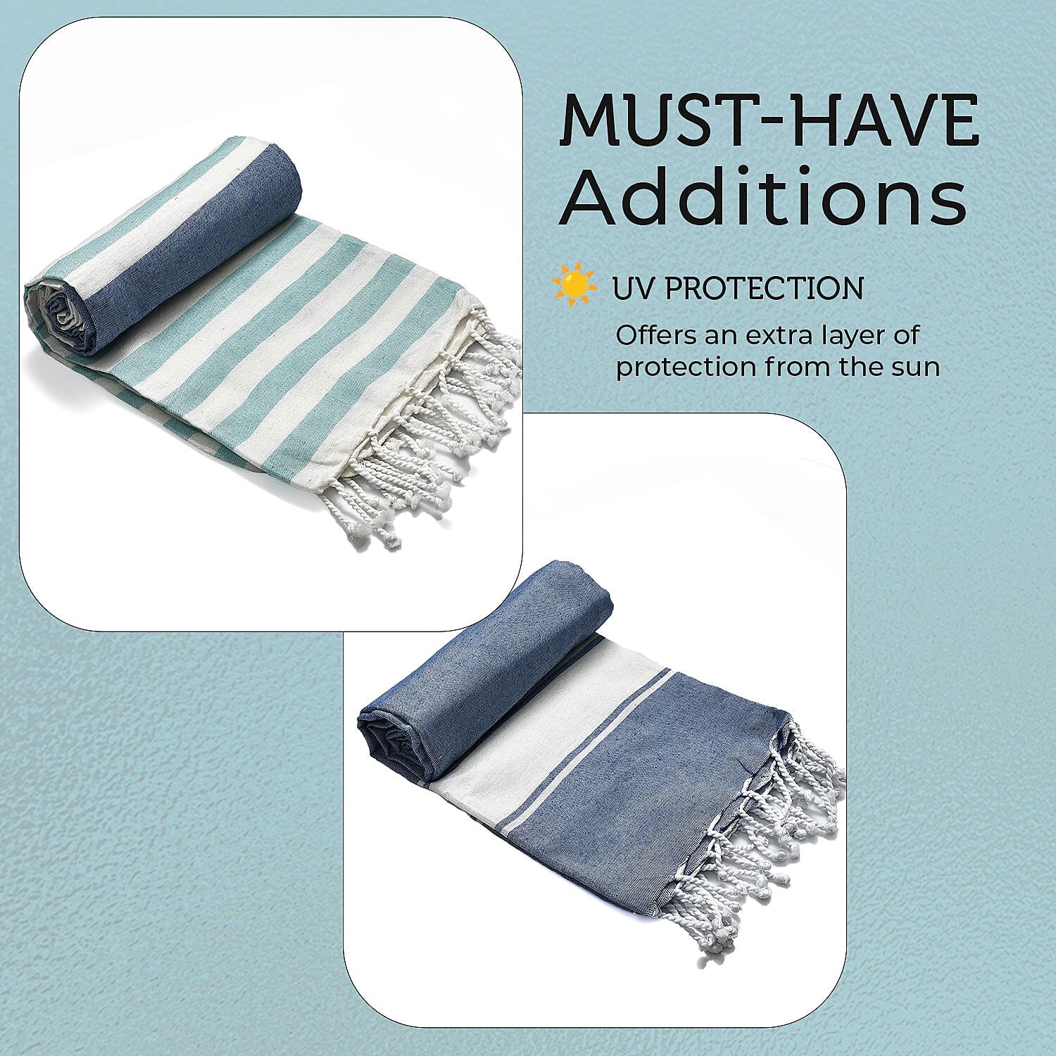 Cotton Stripe Towel (Size 90x170 cm) - Navy