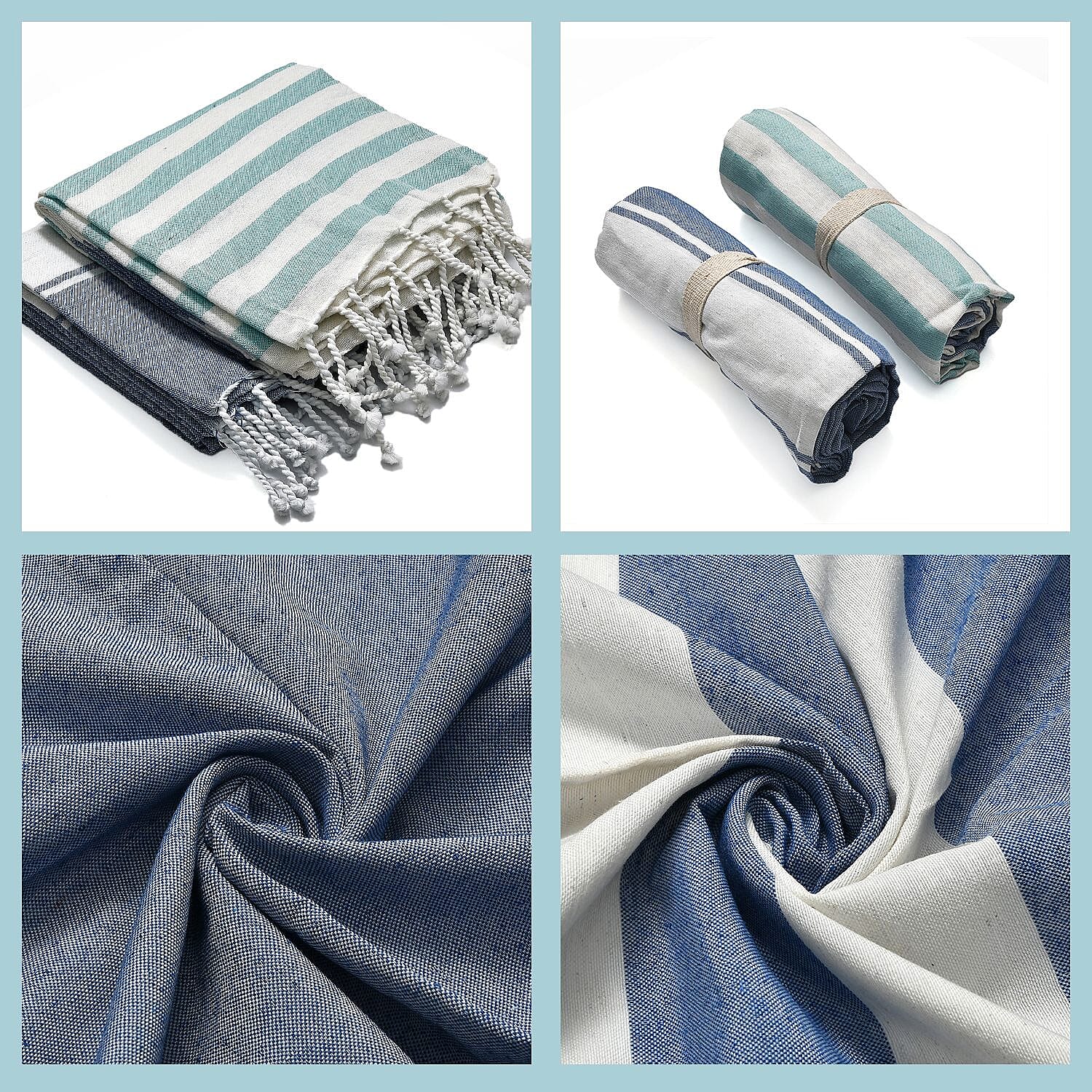 Cotton Stripe Towel (Size 90x170 cm) - Navy