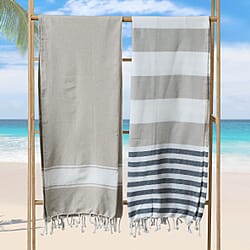 Cotton Stripe Towel (Size 90x170 cm) - Navy
