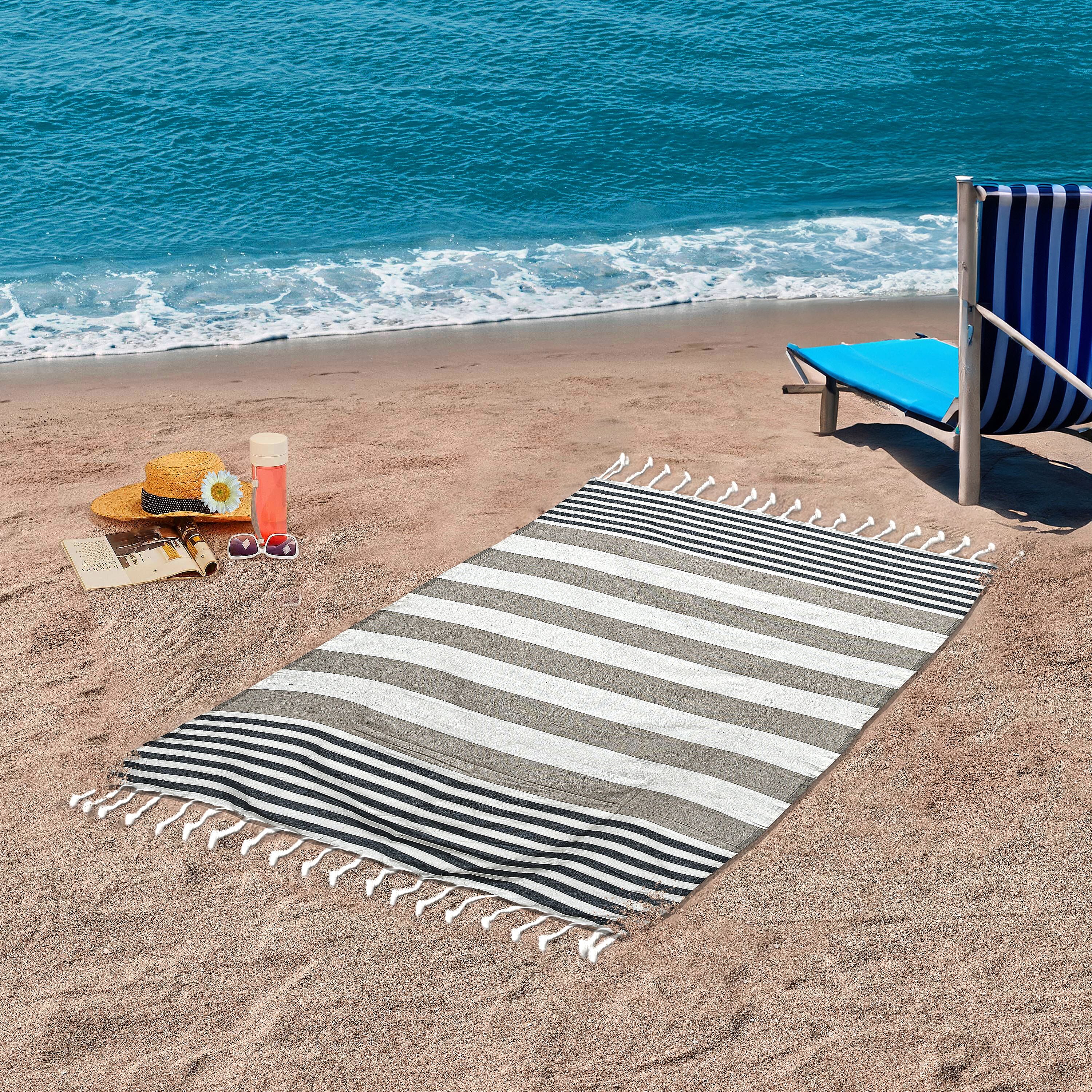 Cotton Stripe Towel (Size 90x170 cm) - Beige