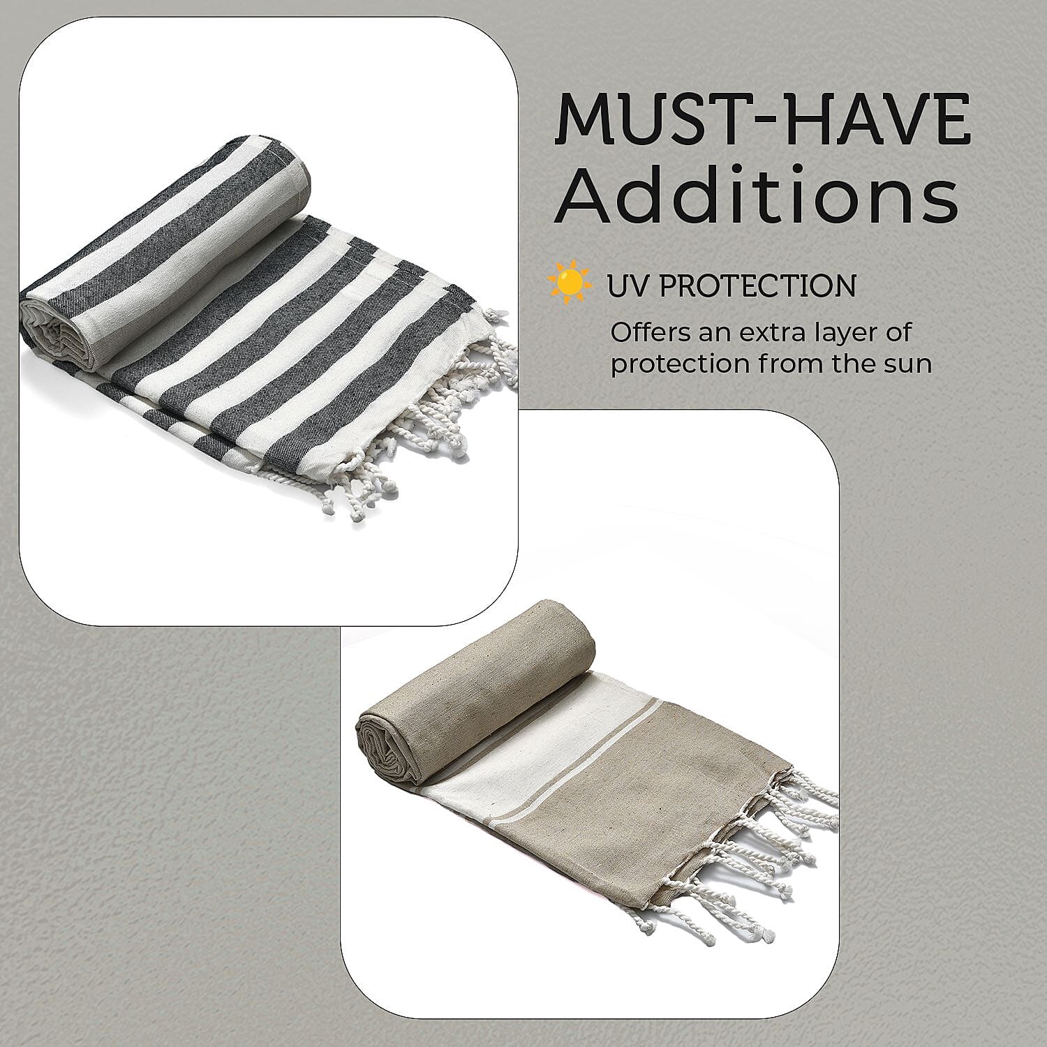 Cotton Stripe Towel (Size 90x170 cm) - Beige