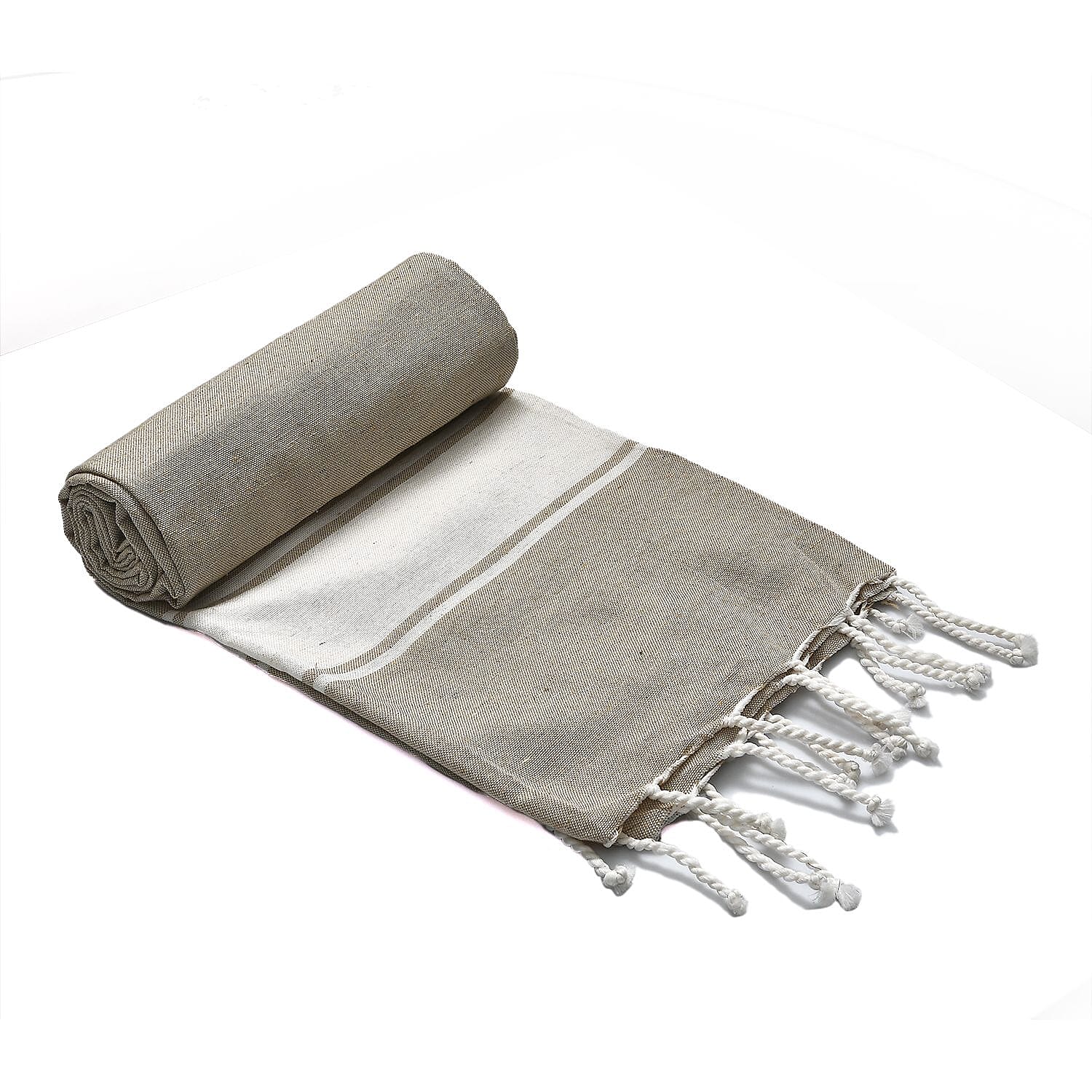 Cotton Stripe Towel (Size 90x170 cm) - Beige