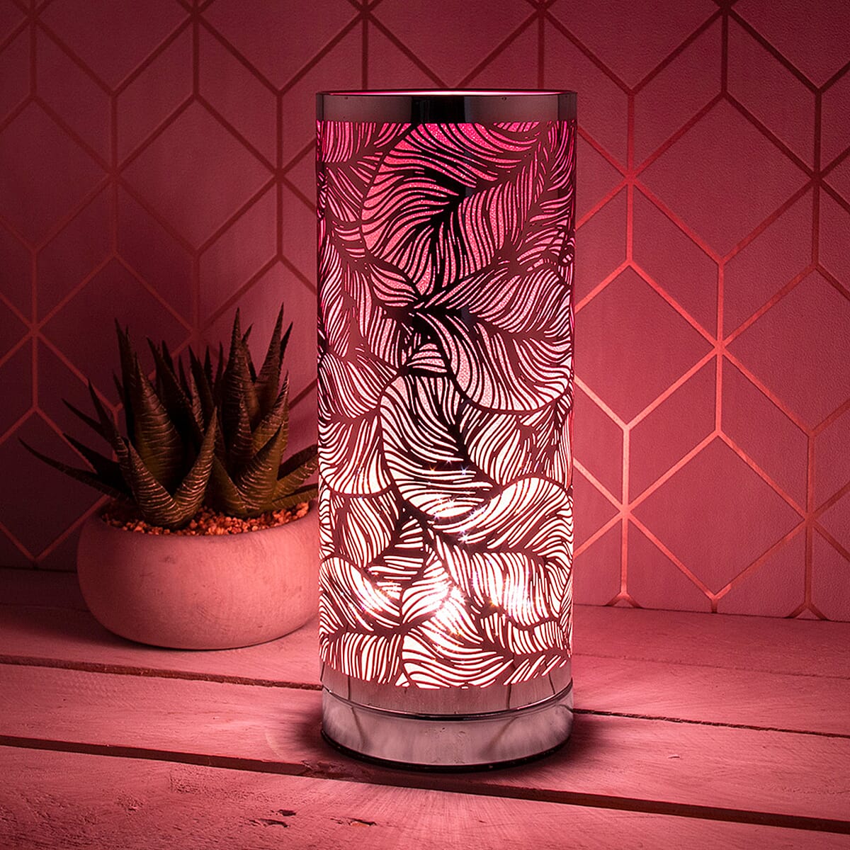 Lesser and Pavey Desire Leaf Aroma Lamp - Silver & Pink