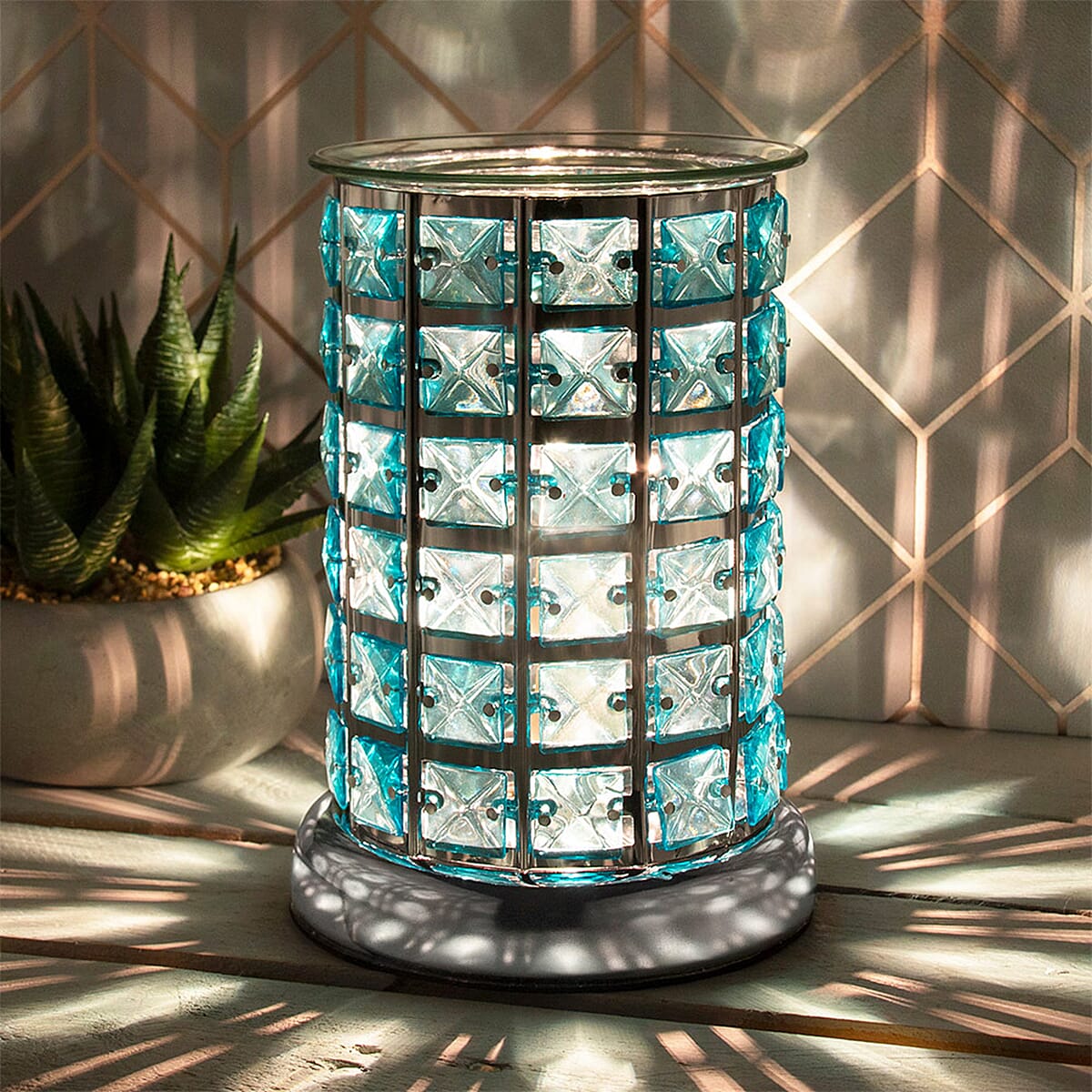 Desire Aroma Lamp Silver & Blue- Blue