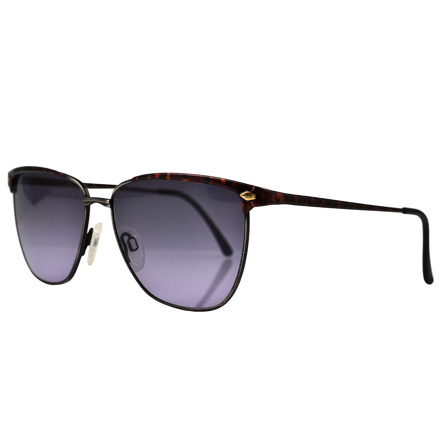 Designer Closeout - GUCCI Unisex Silver Square Clubmaster with Purple Lenses