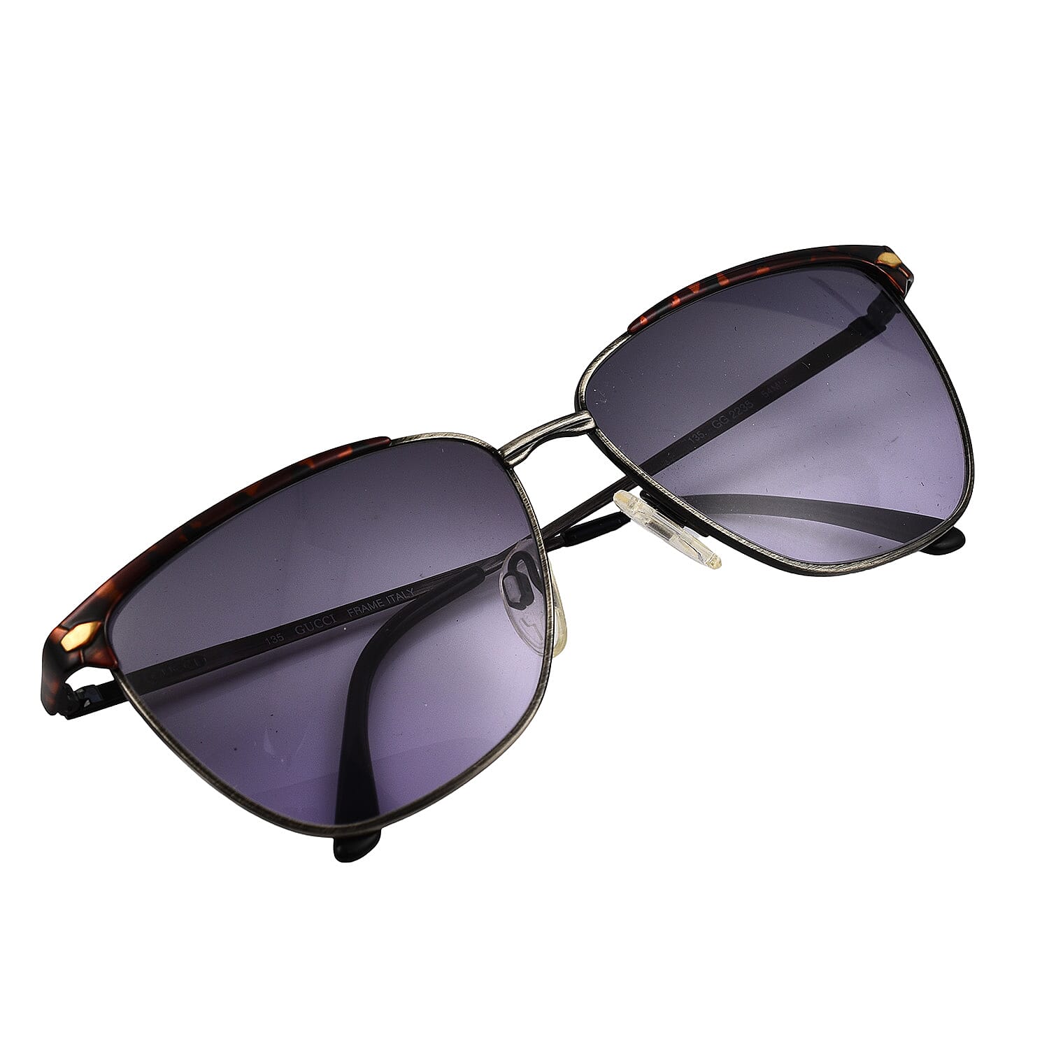 Designer Closeout - GUCCI Unisex Silver Square Clubmaster with Purple Lenses