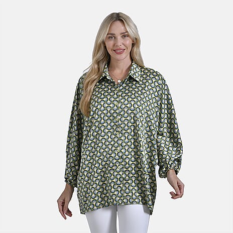 La Marey Geometric Pattern Top (Size L-XL) - Green