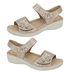  JO and JOE AZALEA Ladies White Wedge Metallic Sandal - Beige