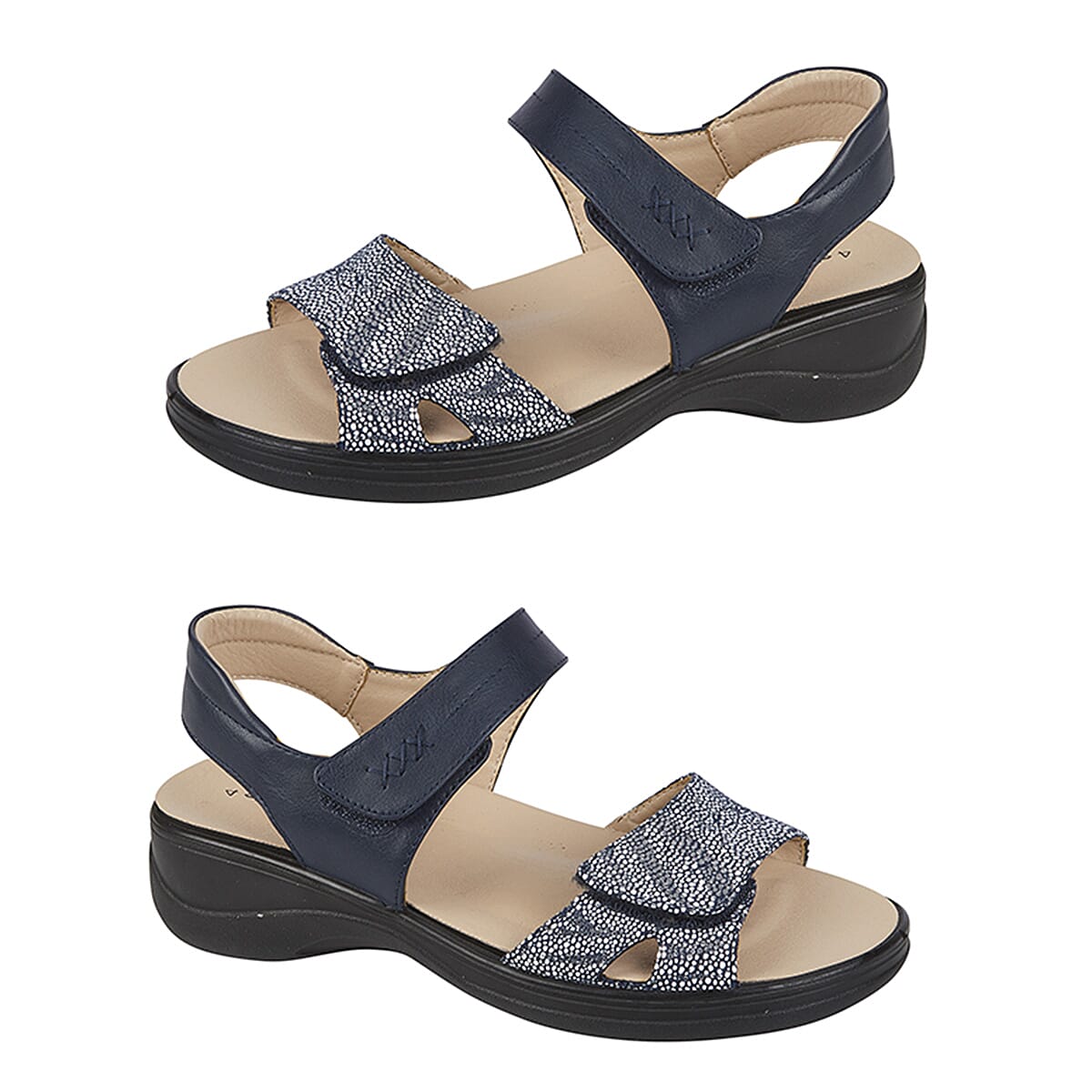 IRIS Low Wedge Wide Fitting Sandal (Size 3) - Navy