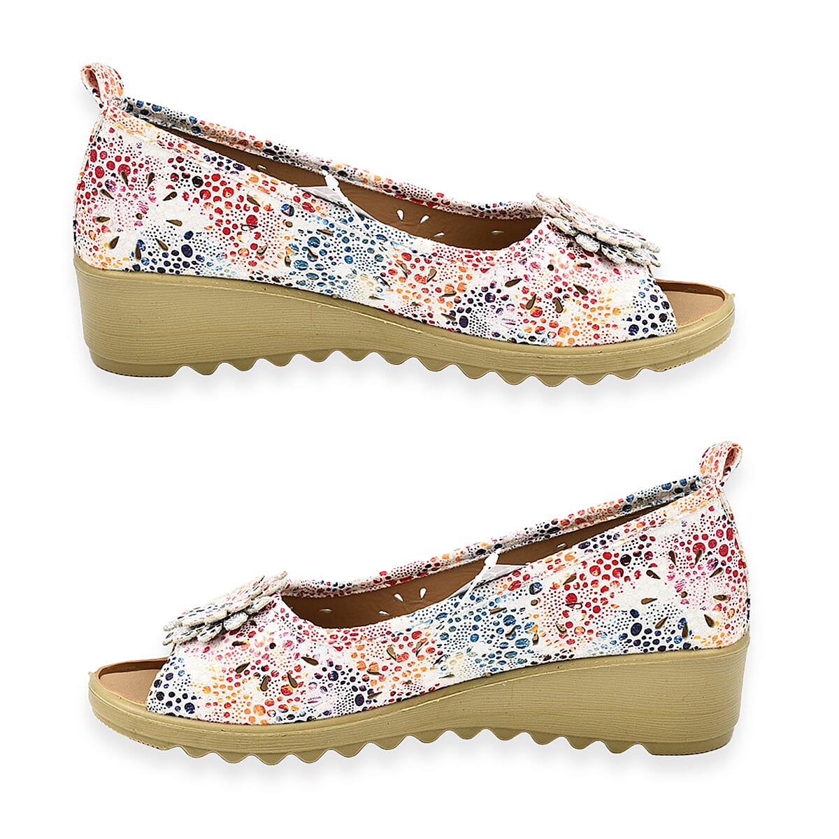 Shoe Tree Comfort - Slip On Wedge Peep Toe Shirley Shoe (Size 7) - White