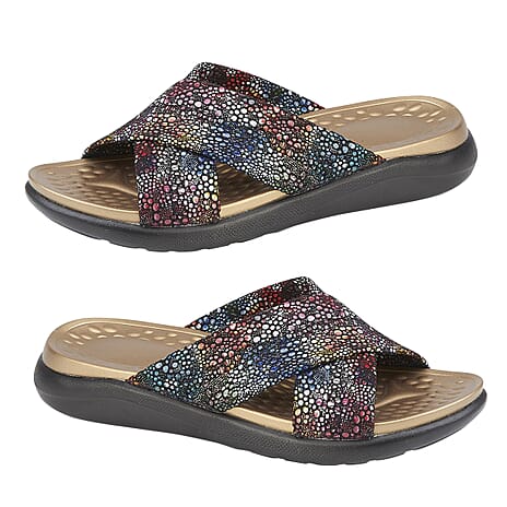 Jo - Joe Ladies MAE Cross Over Slip on Mule Sandal (Size 4) - Black