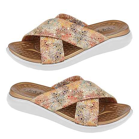 Jo - Joe Ladies MAE Cross Over Slip on Mule Sandal (Size 7) - Tan