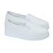 URBAN JACKS Ladies Twin Gusset Embroidery Anglaise Canvas on Platform Sole - White