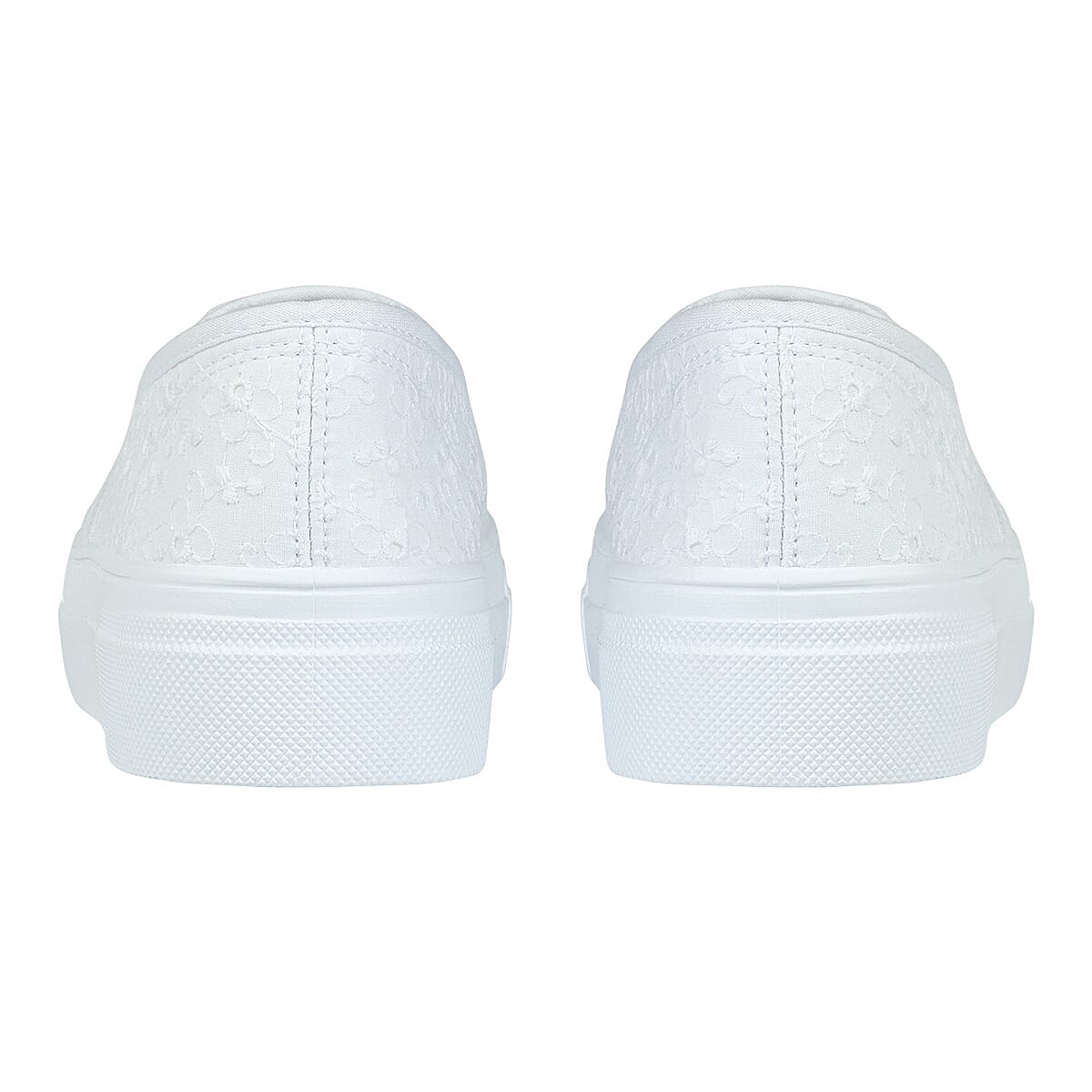 URBAN JACKS Ladies Embroidery Anglaise Canvas on Platform Sole (Size 3) - White