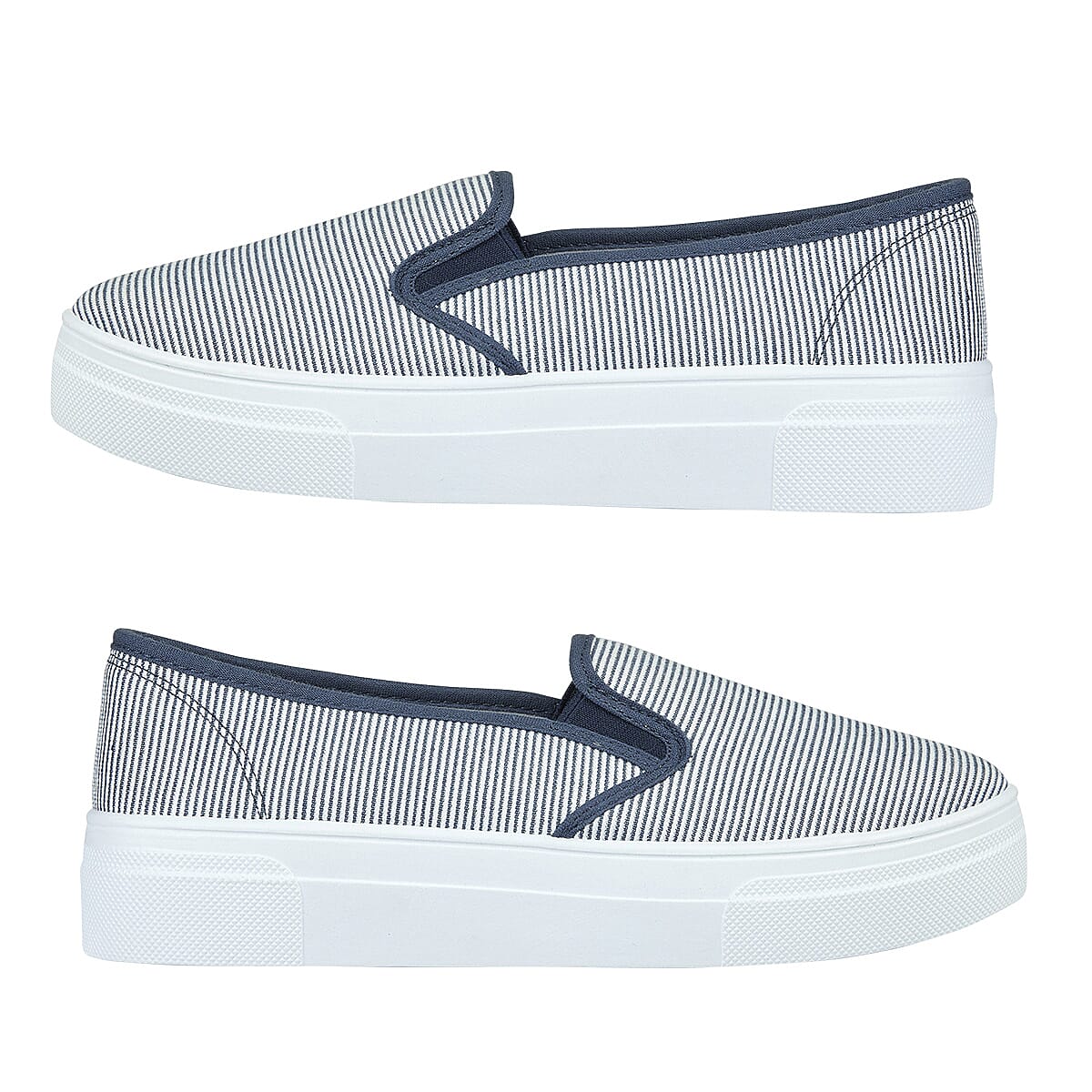 URBAN JACKS Ladies Twin Gusset Embroidery Anglaise Canvas on Platform Sole - White