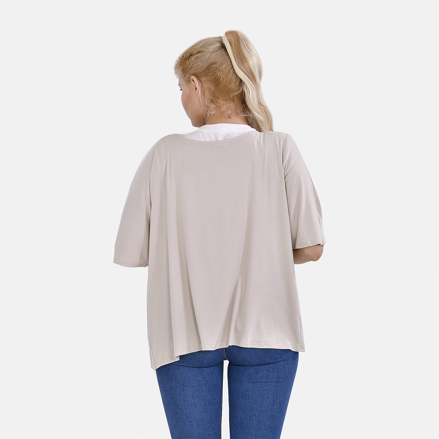 Tamsy V-Neck Mid-Sleeve Cardigan (One Size) - Beige