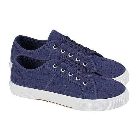 ZITA Ladies Lace-Up Sneakers (Size 3) - Navy