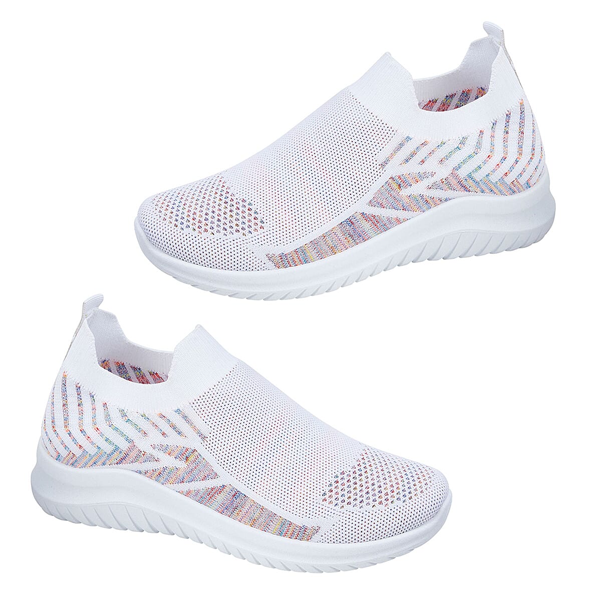 GIN FIZZ Womens Stretch Slip On Casual Trainer (Size 4) - White