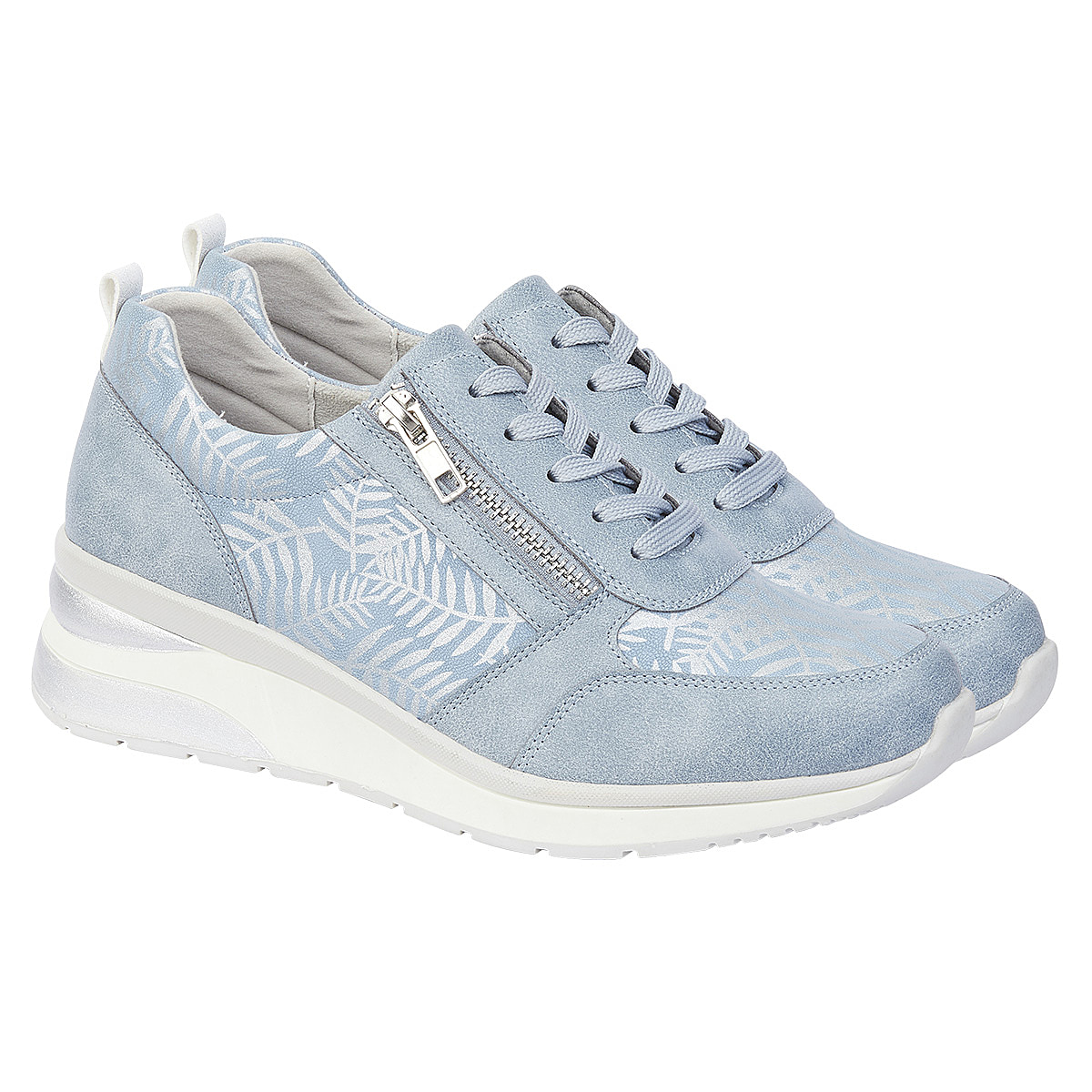 Lace Up Zip Fastening TROPICAL Ladies Shoes (Size 4) - Blue