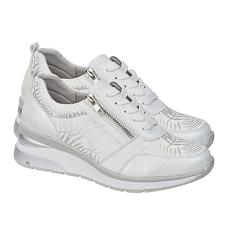 Lace Up Zip Fastening TROPICAL Ladies Shoes (Size 4) - White