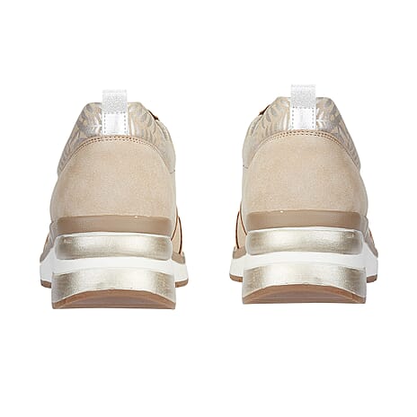 Lace Up Zip Fastening TROPICAL Ladies Shoes (Size 6) - Beige